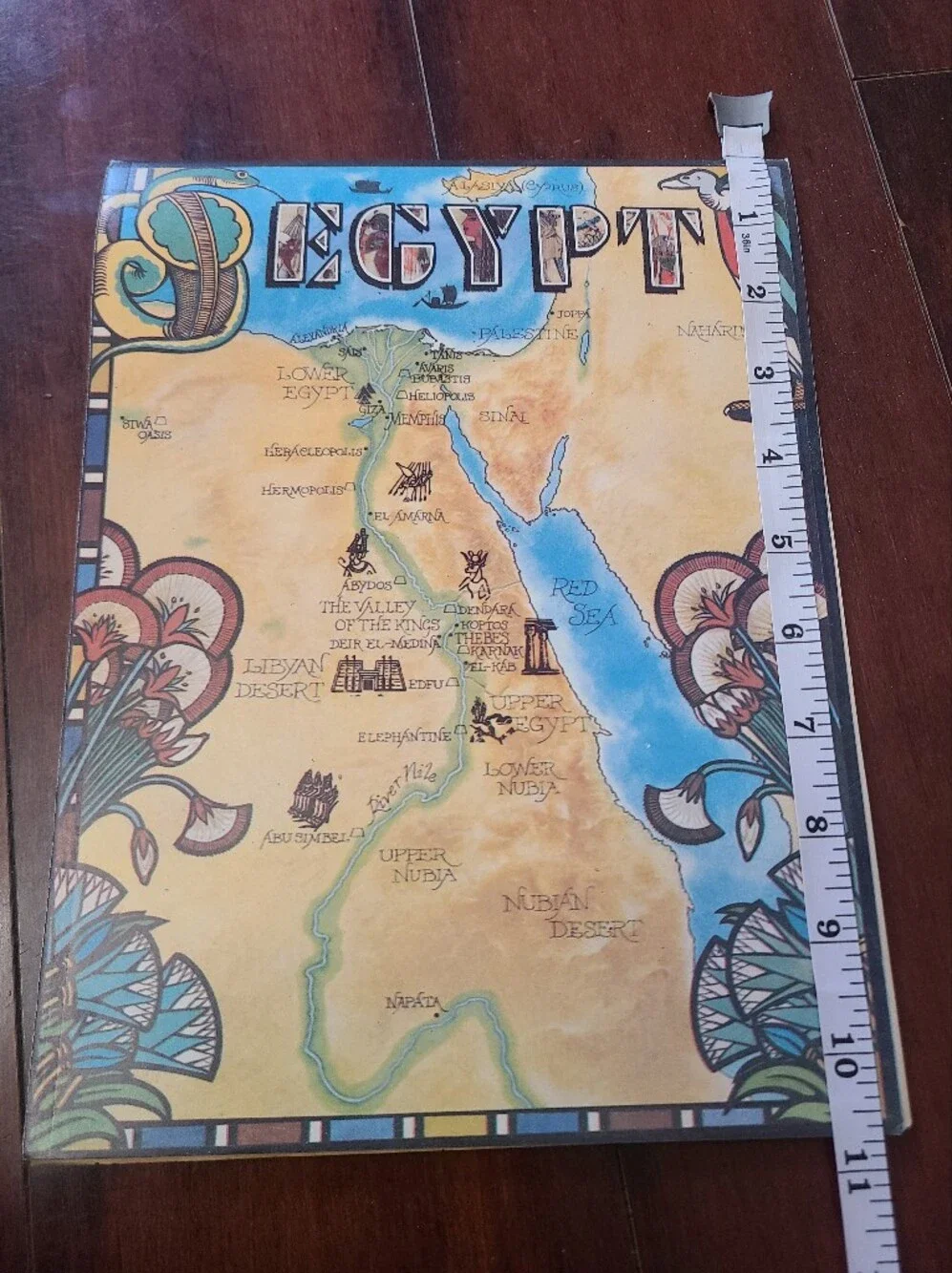 Vintage Nile Valley Papyrus Notepad - Map of Egypt Cover - Handmade Paper